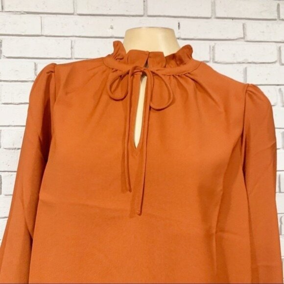 J.Crew Gathered Ruffle Drapey Top in Deep Ember - Picture 2 of 10